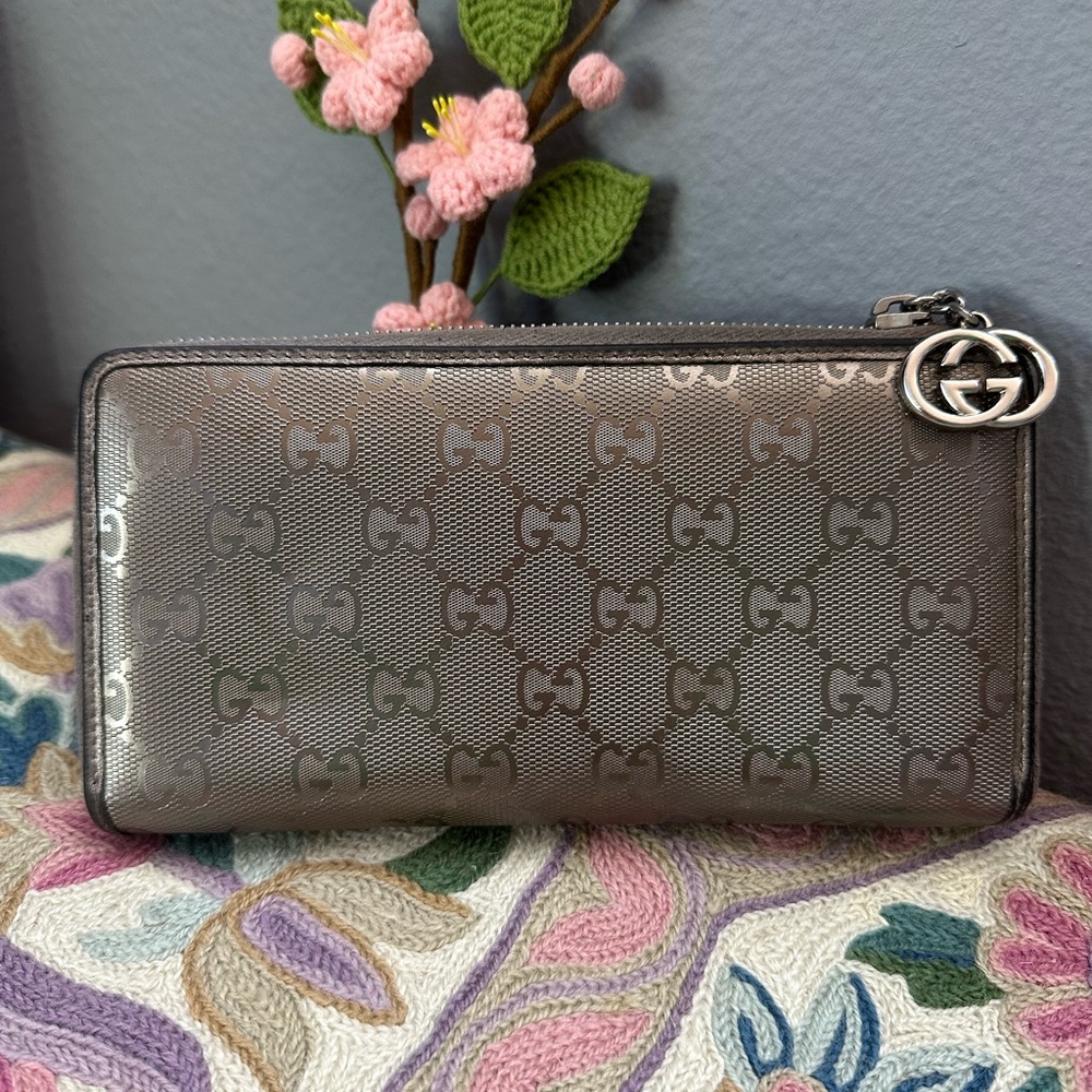Gucci Gray Monogram Wallet-Authentic - image 3